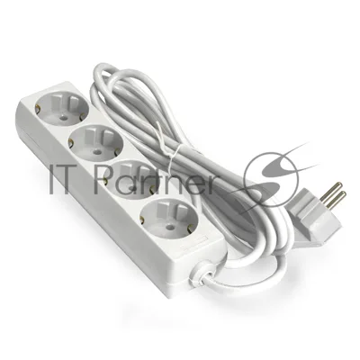 Удлинитель ExeGate ECE-4-5W (EX285818RUS), белый, 5 м, евровилка с заземлением, 4 евророзетки с заземлением, 2200 Вт