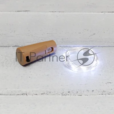 Гирлянда Neon-night "Роса" с пробкой 2 м, 20 LED, белое свечение, 3хLR44 в комплекте
