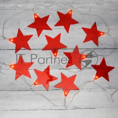 Гирлянда светодиодная Neon-night Звездопад красная 10 LED, 2,25 м, прозрачный ПВХ, теплый белый свет свечения, 2 х АА (батарейки не в комплекте)
