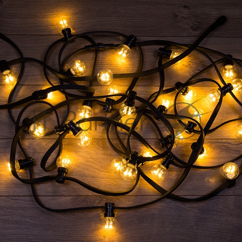 Гирлянда Neon-night LED Galaxy Bulb String 10м, черный каучук, 30 лампx6 LED теплый белый, влагостойкая IP65