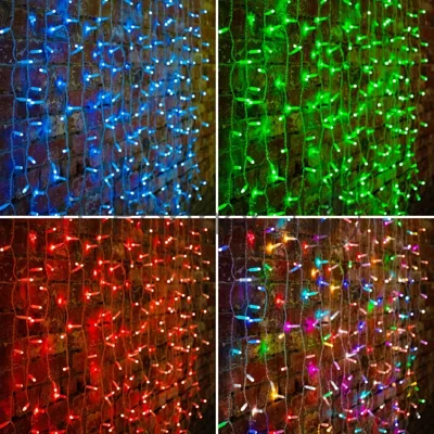 Гирлянда Neon-night "Светодиодный Дождь" 2х1,5м, прозрачный провод, 230 В, диоды RGb, 300 LED свечение с динамикой при приобретении контроллера 245-907
