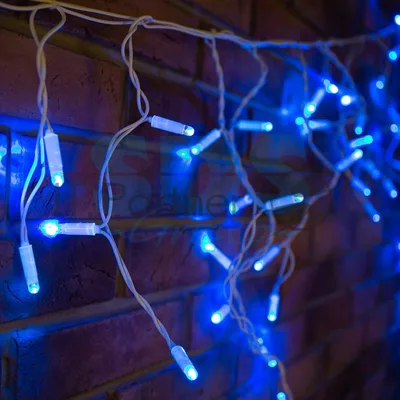 Гирлянда Neon-night Айсикл (бахрома) светодиодный, 2,4 х 0,6 м, белый провод, 230 В, диоды синие, 76 LED