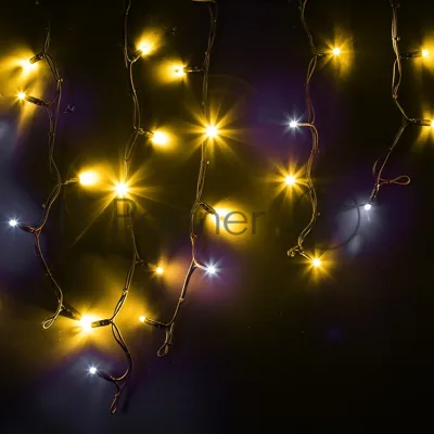 Гирлянда Neon-night Айсикл (бахрома) светодиодный, 4,0 х 0,6 м, с эффектом мерцания, черный провод каучук, 230 В, диоды желтые,