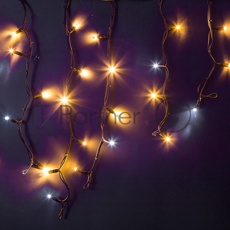 Гирлянда Neon-night Айсикл (бахрома) светодиодный, 4,0 х 0,6 м, с эффектом мерцания, черный провод каучук, 230 В, диоды теплый белый, 128 LED