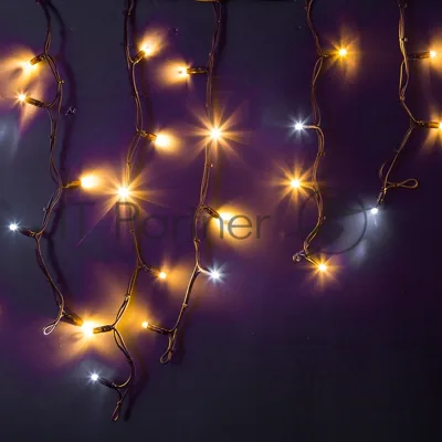 Гирлянда Neon-night Айсикл (бахрома) светодиодный, 4,0 х 0,6 м, с эффектом мерцания, черный провод каучук, 230 В, диоды теплый белый, 128 LED