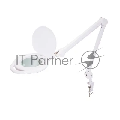 Лупа на струбцине Rexant, круглая, 5D, с подсветкой 96 LED, теплый и холодный свет, белая