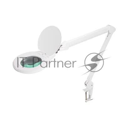 Лупа на струбцине Rexant, круглая, 5D, с подсветкой 72 SMD, сенсорный регулятор яркости, белая