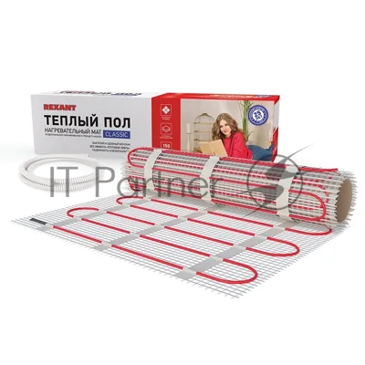 Теплый пол (нагревательный мат) Rexant Classic RNX -3,0-450 (площадь 3,0 м2 (0,5 х 6,0 м)), 450 Вт, двухжильный с экраном