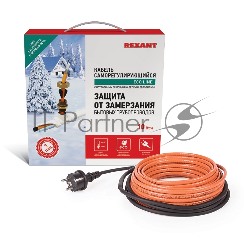 Греющий саморегулирующийся кабель Rexant (в трубу) 10HTM2-CT (6м/60Вт)