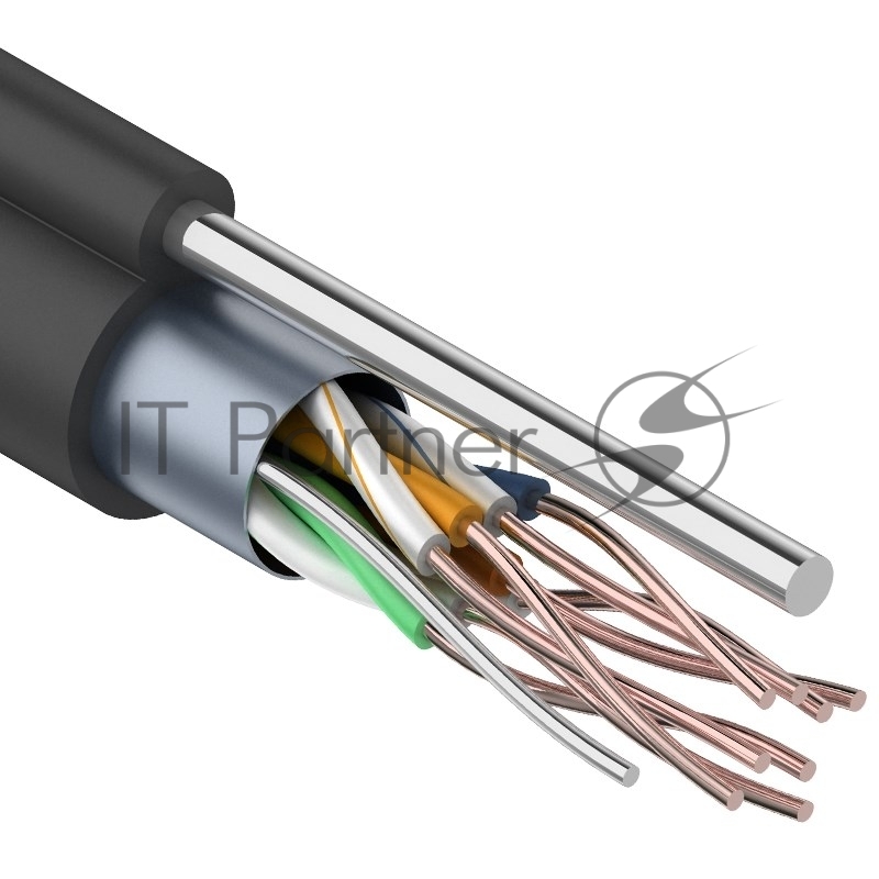 Кабель витая пара Rexant F/UTP, cat.5e, PE, 4PR, 24AWG, внешний, черный, с тросом, 305 м