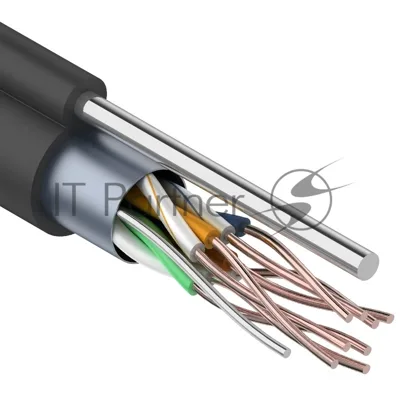 Кабель витая пара Rexant F/UTP, cat.5e, PE, 4PR, 24AWG, внешний, черный, с тросом, 305 м