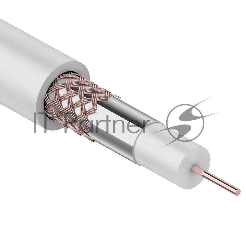 Кабель коаксиальный Rexant RG-59U+Cu, 75 Ом, Cu/Al/Cu, 64%, бухта 305 м, белый