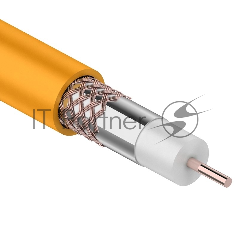 Кабель коаксиальный Rexant RG-6U+Cu нг(А)-HF, Cu/Al/Cu, 64%, 75 Ом, бухта 100 м, оранжевый