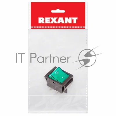 Выключатель клавишный Rexant 250V 16А (4с) ON-OFF зеленый с подсветкой (RWB-502, SC-767, IRS-201-1)
