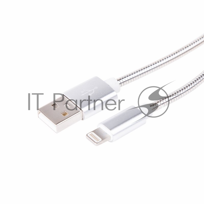 Кабель USB Rexant для iPhone 5/6/7 моделей, шнур в металлической оплетке серебристый