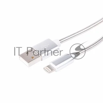 Кабель USB Rexant для iPhone 5/6/7 моделей, шнур в металлической оплетке серебристый