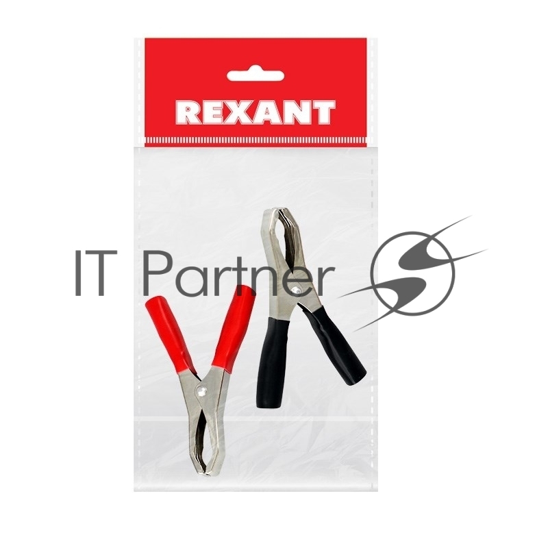Зажим крокодил Rexant, длина 98 мм, ток 50A, 2 шт., пакет БОПП