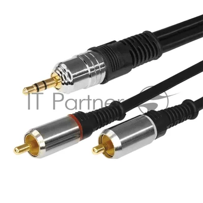 Шнур Rexant Стерео 3,5 мм - 2 RCA 3 м (GOLD-металл)