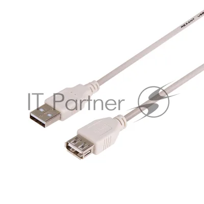 Кабель USB Rexant (шт. USB A - гн. USB A) 5 м, серый