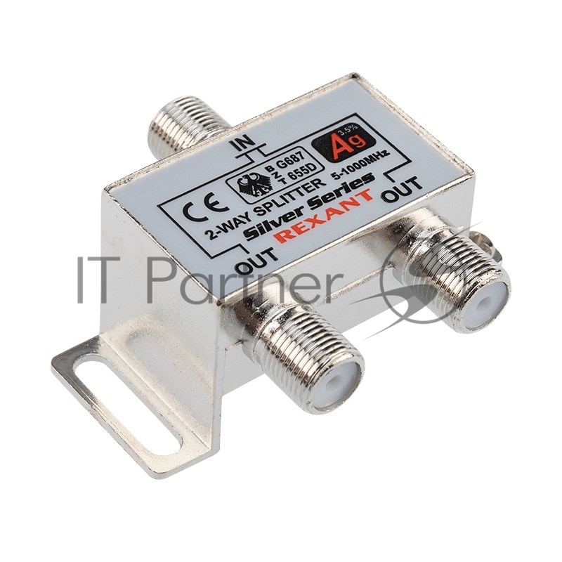 Делитель ТВ Rexant х 2 + 3 шт. F "BOX" 5-1000 МГц "Silver"