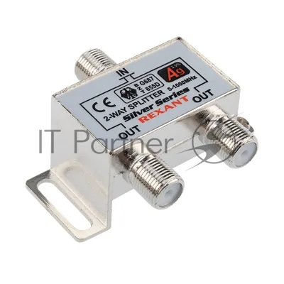 Делитель ТВ Rexant х 2 + 3 шт. F "BOX" 5-1000 МГц "Silver"