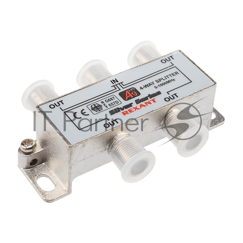 Делитель ТВ Rexant х 4 + 5 шт. F "BOX" 5-1000 МГц "Silver"