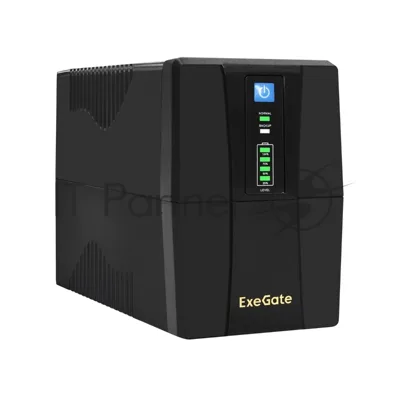 Источник бесперебойного питания ExeGate Power Back BNB-650.LED.AVR.2SH.RJ.USB (650VA/360W, LED, AVR,2*Schuko, RJ45/11, USB, батарея 12V 7.2Ah, Black)