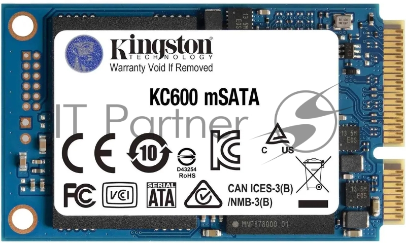 Накопитель SSD Kingston KC600, 256Gb, mSATA, R/W 550/500