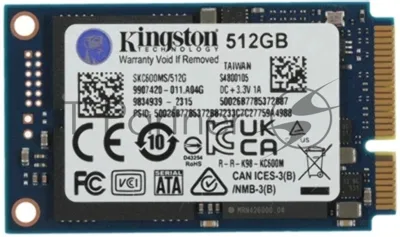 Накопитель SSD Kingston KC600, 512Gb, mSATA, R/W 550/520