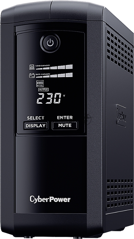 Источник бесперебойного питания CyberPower VP700ELCD/700 ВА/390 Вт/USB/RS-232/RJ-11/RJ-45/4 х CEE 7 (евророзетка)