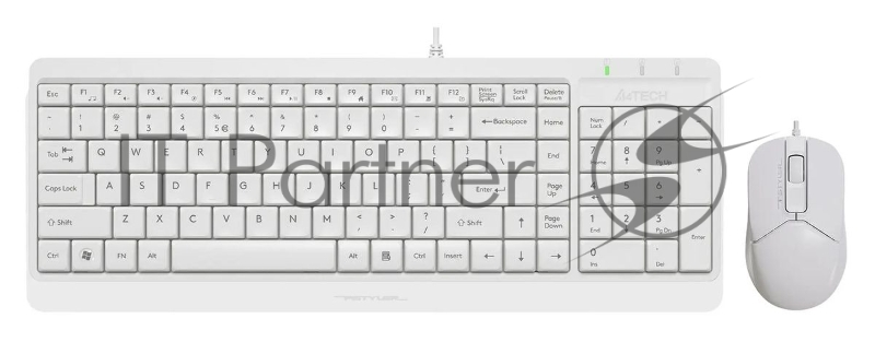 Комплект клавиатура+мышь A4Tech FStyler F1512 проводной, USB, 1200 DPI, белый