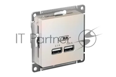 Механизм розетки USB AtlasDesign 5В 1порт х 2.1А 2порта х 1.05А жемчуг SchE ATN000433