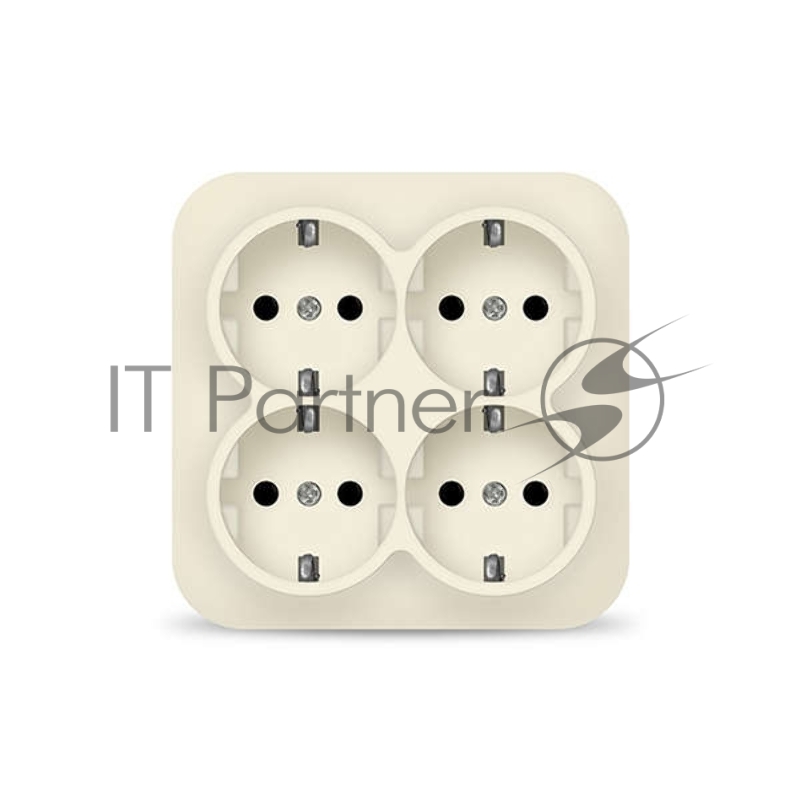 Розетка 4-м ОП 16А IP20 с заземл. сл. кость квадрат IONICH 1454