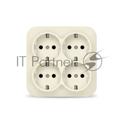 Розетка 4-м ОП 16А IP20 с заземл. сл. кость квадрат IONICH 1454
