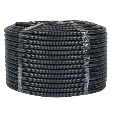 Труба гофрированная FRHF d16 мм с протяжкой черный (уп. 100 м) Plast PROxima EKF FRHF-16