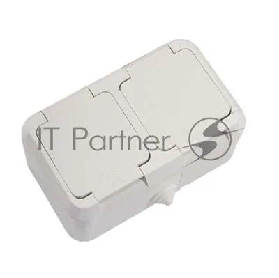Розетка 2-м Makel ОП 16А IP44 с заземл. п/герм. белый