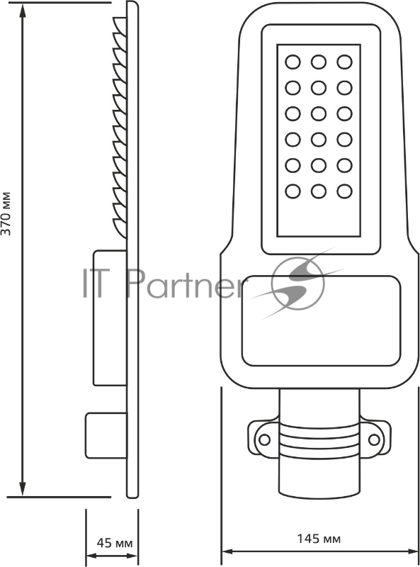 Светильник светодиодный Gauss Qpus 370х145х45 30Вт 5000К 3600лм IP65 110-260В уличный КСС "Ш" 1/6