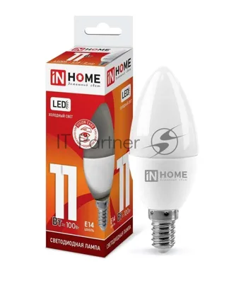 Лампа светодиодная LED-СВЕЧА-VC 11Вт 230В E14 6500К 990лм IN HOME 4690612024844