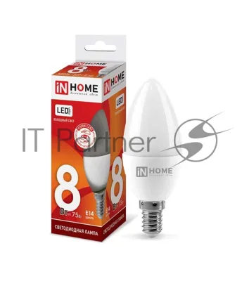 Лампа светодиодная LED-СВЕЧА-VC 8Вт 230В E14 6500К 720лм IN HOME 4690612024806