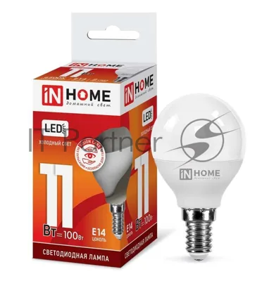 Лампа светодиодная LED-ШАР-VC 11Вт 230В E14 6500К 990лм IN HOME 4690612024929