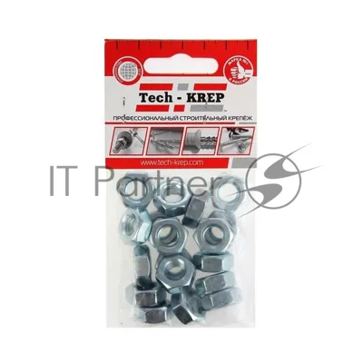 Гайка шестигранная Tech-Krep 103027 М10 цинк. DIN 934 (уп.18 шт) пакет
