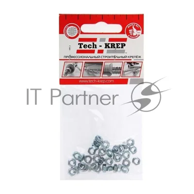 Гайка шестигранная М4 цинк. DIN 934 (уп. 50 шт) пакет Tech-Krep 103023