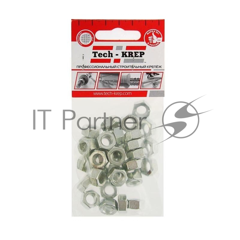 Гайка шестигранная М8 цинк. DIN 934 (уп.35шт) пакет Tech-Krep 103026