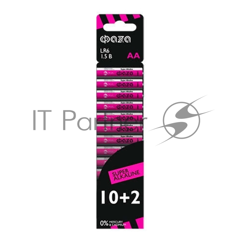 Элемент питания алкалиновый LR6 Super Alkaline SBL-10+2 (уп.12шт) ФАZА 2854582, 1.5 В