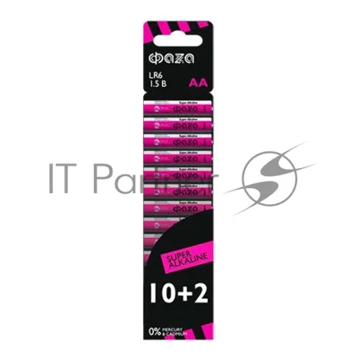 Элемент питания алкалиновый LR6 Super Alkaline SBL-10+2 (уп.12шт) ФАZА 2854582, 1.5 В