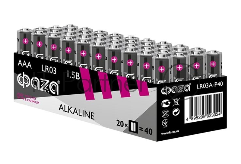 Элемент питания щелочной LR03 Alkaline Pack-40 (уп.40шт) ФАZА 5023024, 1.5 В