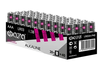 Элемент питания щелочной LR03 Alkaline Pack-40 (уп.40шт) ФАZА 5023024, 1.5 В