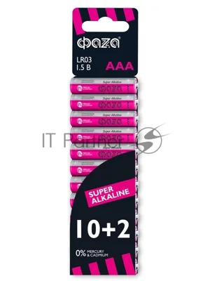 Элемент питания алкалиновый LR03 Super Alkaline SBL-10+2 (уп.12шт) ФАZА 2854612, 1.5 В