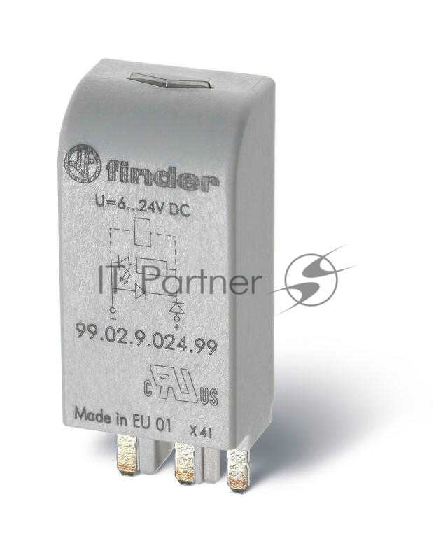 Модуль индикации и защиты LED + диод (+ A1) 6...24В DC зел. FINDER 9902902499