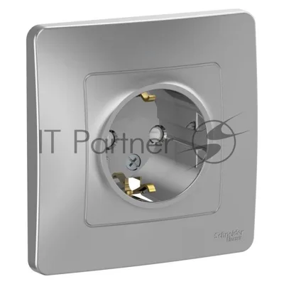 Розетка 1-м СП Blanca 16А IP20 250 В с заземл. защ. шторки алюм. SchE BLNRS001113